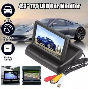 Складная автомобильная камера заднего вида с HD-дисплеем 4,3 дюйма — полная система обратной парковки для пикапов, фургонов и автофургонов — простая помощь в резервном копировании чёрный