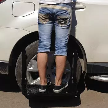 Складная автомобильная лестница с шинами для тяжелых условий эксплуатации с регулируемой высотой и шириной, противоскользящая поверхность Макс. 0 чёрный
