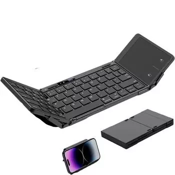 Складная Bluetooth-клавиатура из сплава, дисплей уровня заряда батареи, перезаряжаемая беспроводная складная клавиатура с сенсорной панелью
