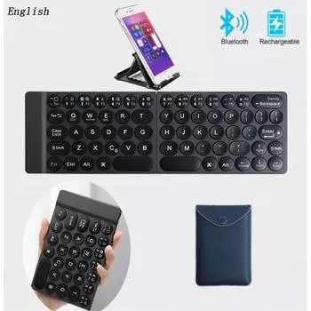 Складная Bluetooth-клавиатура, складная Bluetooth-клавиатура 3,5 мм, самая легкая и тонкая беспроводная клавиатура с чехлом и подставкой