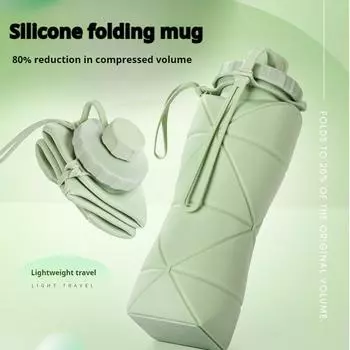 Складная бутылка большой емкости для путешествий на открытом воздухе, портативная термостойкая силиконовая чашка для воды синий