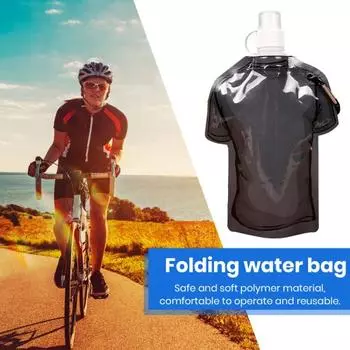 Складная бутылка для воды 500 мл, не содержит BPA, многоразовая футболка в форме мешочка для воды, портативная герметичная питьевая бутылка, походы, кемпинг, путешествия, спорт, вода красный