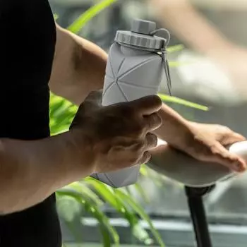 Складная бутылка для воды 600 мл, герметичная многоразовая портативная складная бутылка для воды, для кемпинга, езды на велосипеде, тренажерный зал, фитнес, спорт, путешествия, питьевая чашка розовый