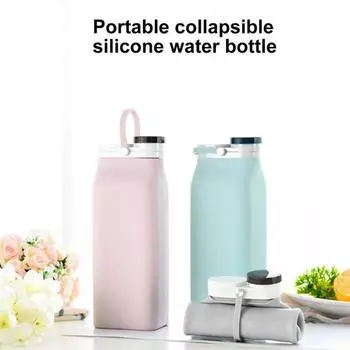 Складная бутылка для воды 600 мл, пищевой класс, не содержит BPA, герметичный силиконовый спортивный портативный стакан для питья, стакан, кувшин, товары для кемпинга 600ML серый