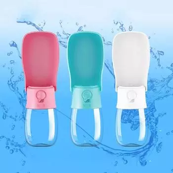 Складная бутылка для воды для собак 300 мл, диспенсер для воды для домашних животных, кормушка для выгула домашних животных, дорожная розовый