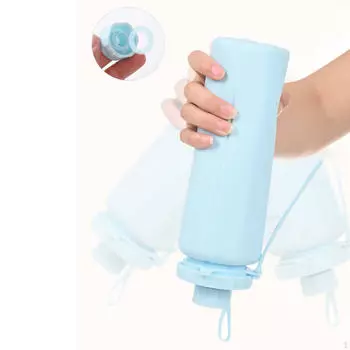 Складная бутылка для воды силиконовая герметичная фляжка многоразовая портативная питьевая спортивная зелёный