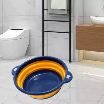 Складная чаша для умывальника, ванна для мытья посуды, сковорода для стирки овощей, одежды, фруктов темно-синий