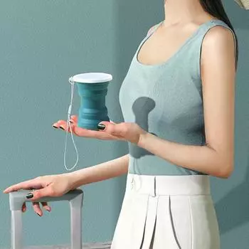 Складная чашка 320 мл, пищевая термостойкая силиконовая расширяемая мини-кружка для путешествий, питья, скалолазания серый