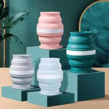 Складная чашка без бисфенола А на 350 мл с крышкой, легко носить с собой, портативная силиконовая расширяемая чашка для питья с защитой от ожогов серый