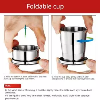 Складная чашка для мытья, телескопическая чашка из нержавеющей стали, портативная чашка для полоскания на открытом воздухе, для путешествий 250 ML