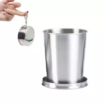 Складная чашка из нержавеющей стали Cluoling Складная чашка Телескопическая чашка для хранения Портативная походная посуда для путешествий на открытом воздухе Прочный кемпинг на открытом воздухе