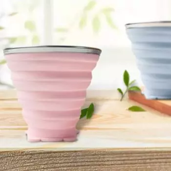 Складная чашка Складная телескопическая силиконовая бутылка для воды Чашки розовый