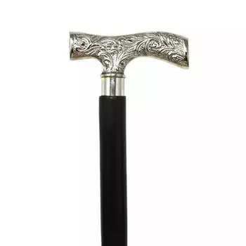 Складная деревянная трость для ходьбы с ручкой из цельной латуни с тиснением в стиле кашмира