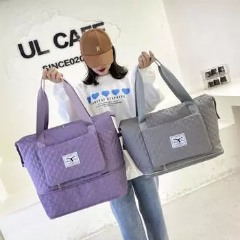 Складная дорожная сумка с ромбовидной решеткой может быть расширена с большой вместимостью для сухого и влажного разделения. Длина путешествия: ширина 40 см, высота 21 см, удлинение 28 см, 12 см. красный