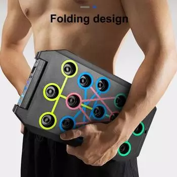 Складная доска для отжиманий с противоскользящими ручками, умный счетчик, прочная несущая штанга для отжиманий, оборудование для тренировки мышц живота A чёрный