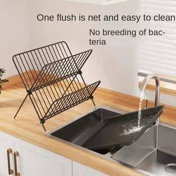 Складная дренажная стойка, настольная бытовая стойка для мисок, железная кухонная стойка для хранения, стойка для хранения посуды