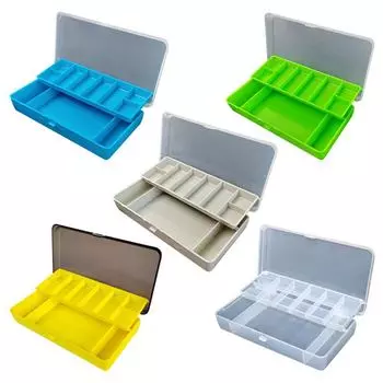 Складная двухслойная коробка для приманок с 11 отделениями. Набор рыболовных принадлежностей. Ящик для хранения приманок. 20.5*10.5*4.5cm синий/прозрачный