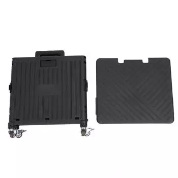 Складная хозяйственная тележка с телескопической ручкой, универсальное удобное хранение, переносной ящик на колесиках чёрный