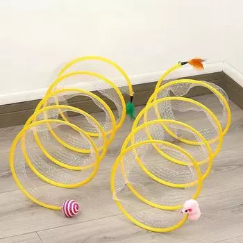 Складная игрушка-туннель для кошек «Кошка» с колокольчиком, игрушка «Самостоятельный привет для кошек» с фальшивой мышкой, интерактивная и веселая игрушка, жевательные игрушки для кошек, головоломки для кошек