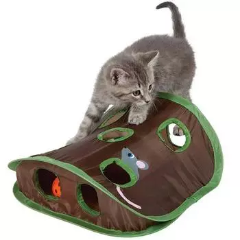 Складная интерактивная игра для кошек, интеллектуальная игрушка, колокольчик, палатка с 9 отверстиями, игрушки для охоты на мышей, игрушки для домашних животных, игрушки для котят