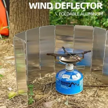 Ветрозащитный экран для плиты на 8/9/10 пластин, алюминиевый ветрозащитный экран для плиты с сумкой-шнурком, для кемпинга, бутановые горелки(10 тарелок) 9 pieces