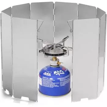 Складная кассетная плита для улицы, алюминиевый ветрозащитный щиток для кемпинга, пикника, приготовления пищи, плоская газовая плита, спиртовая плита, ветрозащитная крышка 9 pieces