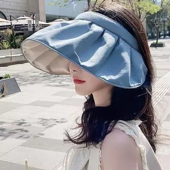 Складная кепка с козырьком, регулируемая широкополая шляпа от солнца, летняя пляжная женская солнцезащитная шляпа с защитой от ультрафиолета, повязка на голову, кепка без верха белый