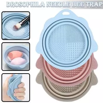 Складная кисть для макияжа Kell, миска для чистки, силиконовый коврик для чистки, коврик для мытья, инструмент серый