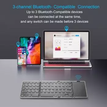 Складная клавиатура складывается в три раза, стабильная работа серый