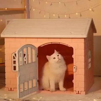 Складная клетка для домашних животных, уличный домик для домашних животных, устойчивый к погодным условиям, собачий питомник, кошачье гнездо, палатка, укрытие для собак и кошек, защитное ограждение, простая установка розовый