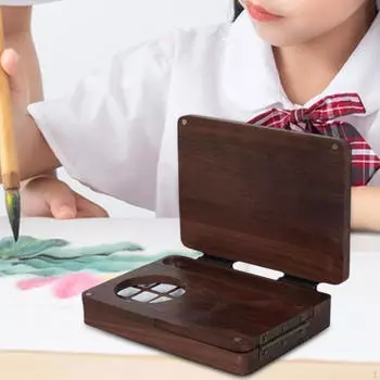 Складная коробка для акварельных красок, дорожные принадлежности для рисования, переносная палитра для творчества, деревянная