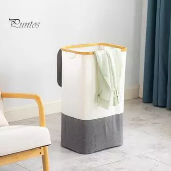 Складная корзина для белья большой вместимости 105 л с крышкой и ручкой, корзина для одежды со съемной внутренней сумкой Домашняя организация серый