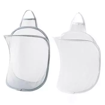 Складная корзина для белья-органайзер для грязной одежды, одежды для ванной, сетчатая сумка для хранения, бытовая настенная подвесная корзина, ведро с рамкой белый