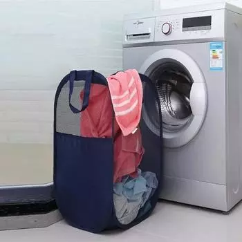 Складная корзина для белья с ручкой, корзина для хранения игрушек, полая сетка, дышащая домашняя корзина для белья, органайзер для мелочей чёрный