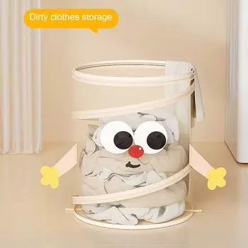 Складная корзина для белья Yousheng с крышкой, большая вместимость, складная сетчатая корзина для одежды и игрушек, портативный органайзер для экономии места A
