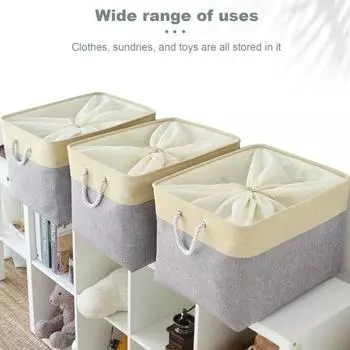 Складная корзина для грязной одежды, двойная влагостойкая корзина для хранения белья, прочная ручка, пыленепроницаемая сумка для хранения большой емкости M серый