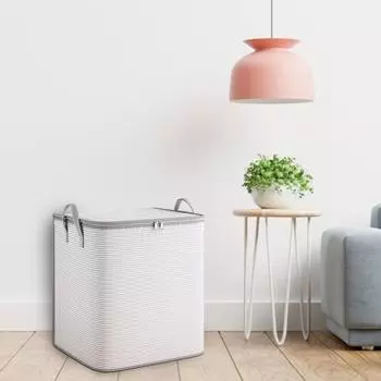 Складная корзина для хранения одежды с крышкой на молнии Большой вместительный органайзер для шкафа Пакет для переезда Пододеяльник Чехол для хранения простыней L серый