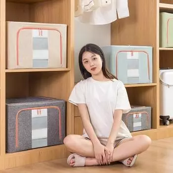 Складная корзина для хранения, органайзер, большая вместимость, застежка-молния, водонепроницаемая корзина-органайзер для всякой всячины L бежевый