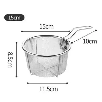 Складная корзина-дуршлаг для жарки картофеля фри из нержавеющей стали, горячий фильтр, ложка для пасты 15cm