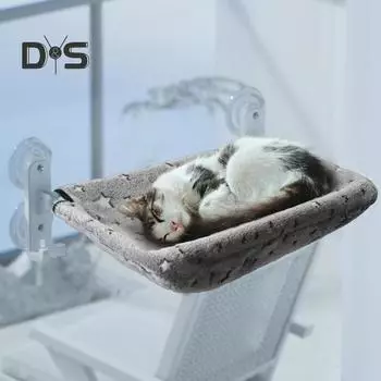 Складная кошачья жердочка на окно, светящаяся в темноте, кошачий гамак, беспроводная кошачья кровать с присосками, сиденье для отдыха и принятия солнечных ванн для кошек, живущих в помещении S серый