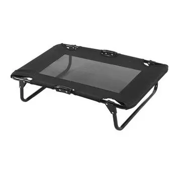 Складная кровать для домашних животных с центральной охлаждающей сеткой и стальным каркасом, кровать для кошек и собак для дома и улицы, черная 76x51x18cm