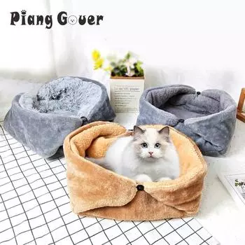 Складная кровать для кошки, зимний теплый коврик для машины, кровать для собаки, домик для питомца, плюшевая утолщенная подушка S under 4kg