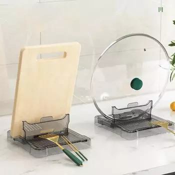 Складная кухонная подставка для крышки кастрюли, пластиковая подставка для крышки кастрюли, многофункциональная подставка для ложки, полка для хранения кухонных принадлежностей зелёный