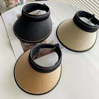 Складная летняя шляпа от солнца с пустым верхом для женщин и девочек, пляжная шляпа от солнца с защитой от ультрафиолета, большие широкие поля, уличная повседневная кепка с козырьком чёрный