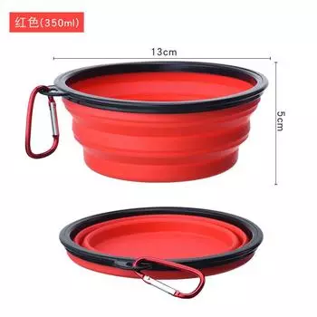 Складная миска для домашних животных 1 шт., якорь для кормления собак с брелком, переносная складная миска для еды и питья, товары для путешествий 350ml красный