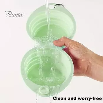 Складная миска для домашних животных, портативная, силиконовая, интегрированная, двойная, легко моющаяся, для собак, кошек, путешествий, воды, еды, для походов, кемпинга, пикника синий