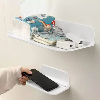Складная настенная полка, экономящая место, складная стойка для хранения, держатель для телефона без перфорации, лоток для хранения маршрутизатора Wi-Fi, органайзер для ванной комнаты