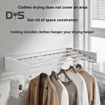 Складная настенная сушилка для белья из нержавеющей стали с 5 стержнями и ручками для полотенец, простая в установке сушилка для спальни на балконе чёрный