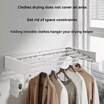 Складная настенная сушилка для белья из нержавеющей стали с 5 стержнями и ручками для полотенец, простая в установке сушилка для спальни на балконе чёрный