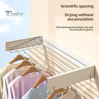 Складная настенная сушилка для белья из нержавеющей стали с 5 стержнями и ручками для полотенец, простая в установке сушилка для спальни на балконе чёрный